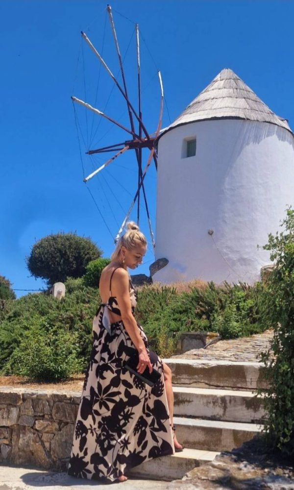 Φόρεμα μακρύ  με  ενίσχυση στο στήθος δένει  στην πλάτη - Image 7
