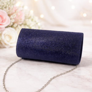 Βραδινό Clutch Τσαντάκι με Glitter & Ασημί Αλυσίδα