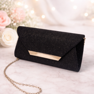 Βραδινό Clutch με Glitter & Χρυσή Μεταλλική Λεπτομέρεια