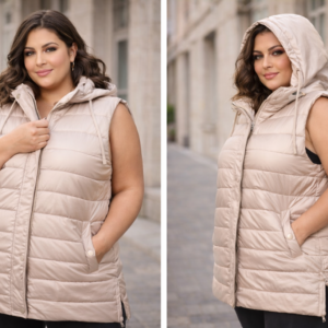Γυναικείο αμάνικο καπιτονέ μπουφάν plus size