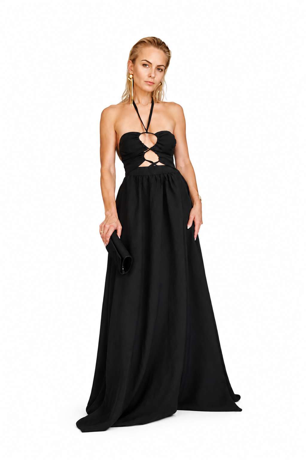 Maxi Φόρεμα Strapless με Σκίσιμο & Cut-Out Λεπτομέρεια - Image 3